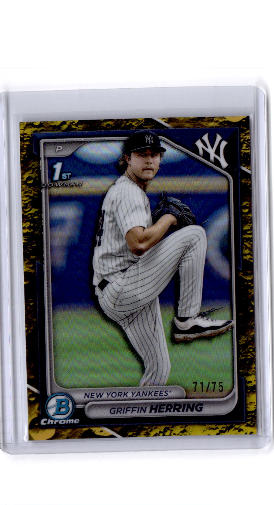 2024 Bowman Draft Griffin Herring Chrome Yellow Lunar Crater Refractor #/75