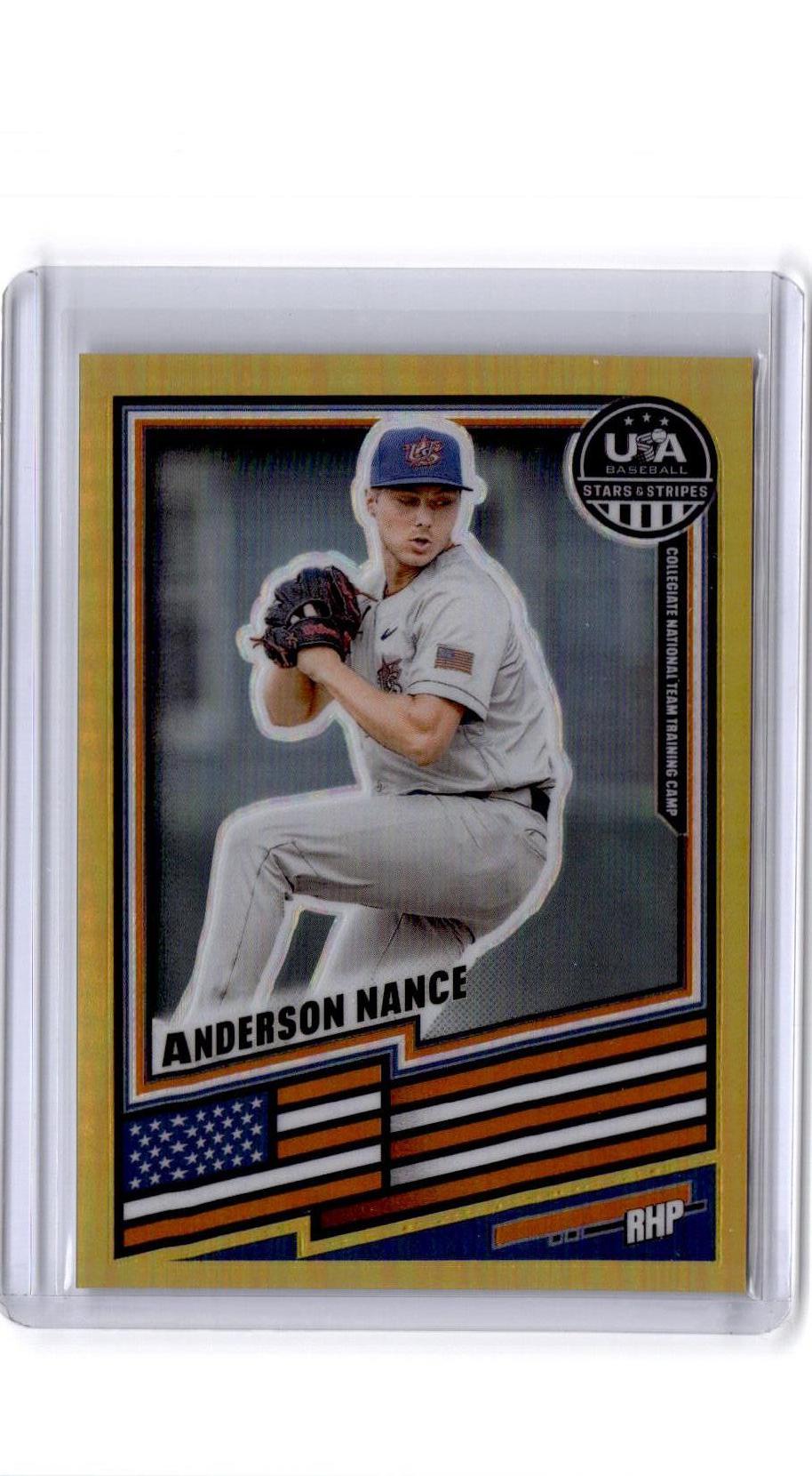 2026 Panini Stars & Stripes Prizm USA Baseball #88 Anderson Nance Gold
