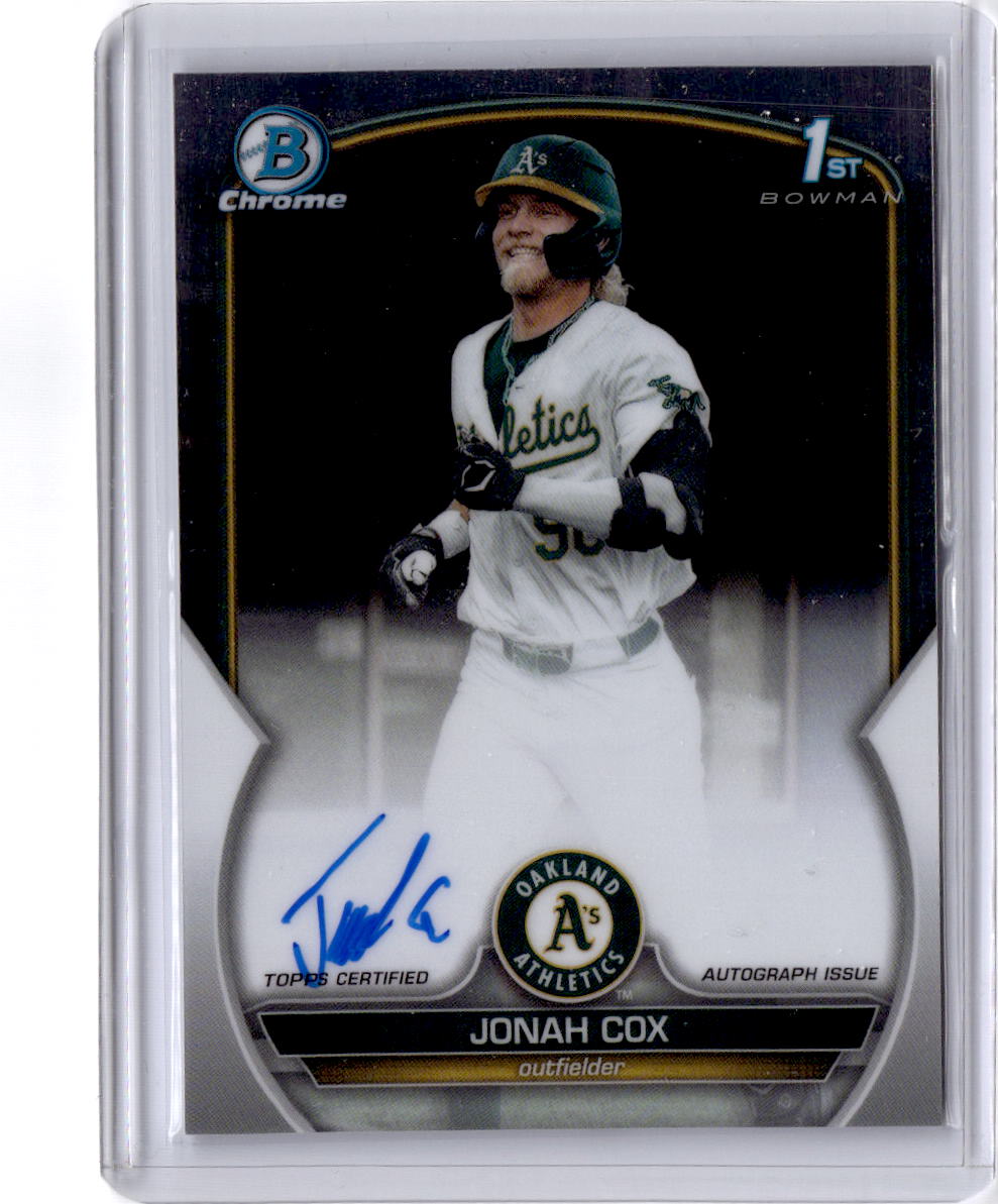 2023 Bowman Draft #CDA-JCO Jonah Cox Chrome Prospect Autographs
