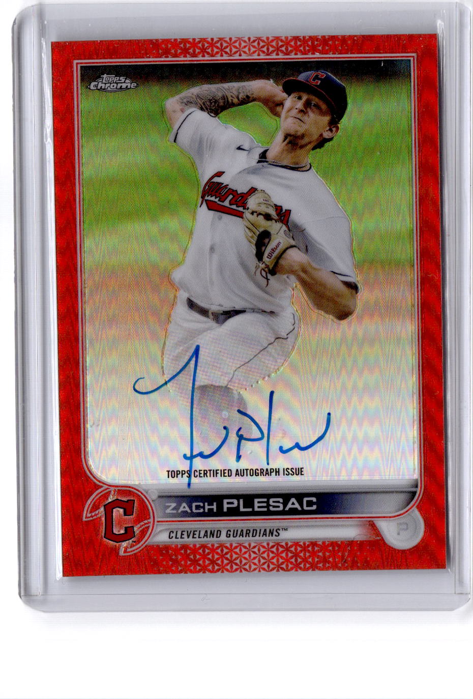 2022 Topps Chrome #CVA-ZP Zach Plesac Veteran Autographs Red Refractor /5