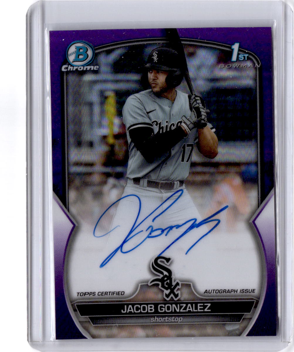 2023 Bowman Draft Jacob Gonzalez Chrome Autographs Purple Refractor /250