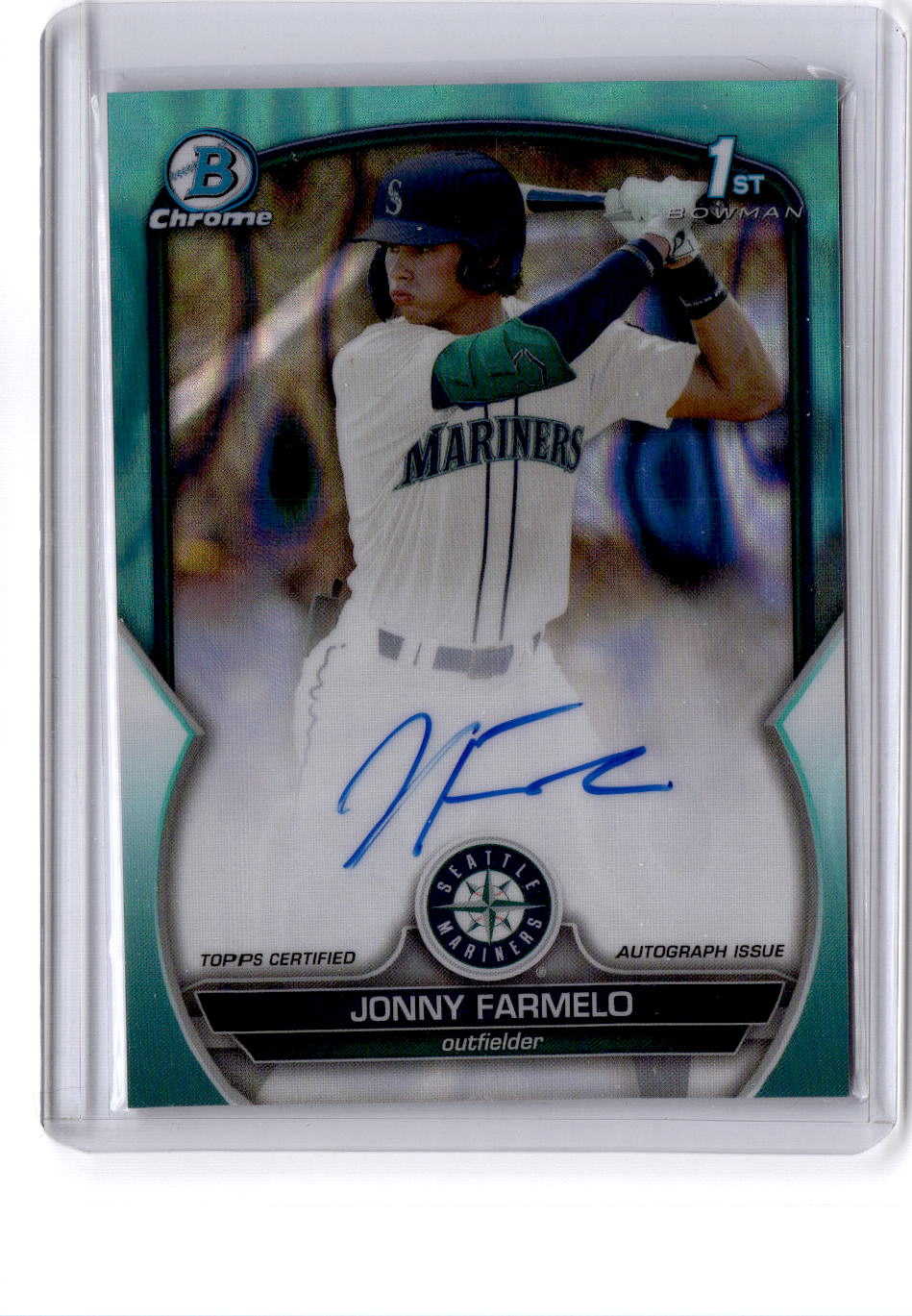 2023 Bowman Draft Jonny Farmelo Chrome Prospect Autographs Aqua Lava /199