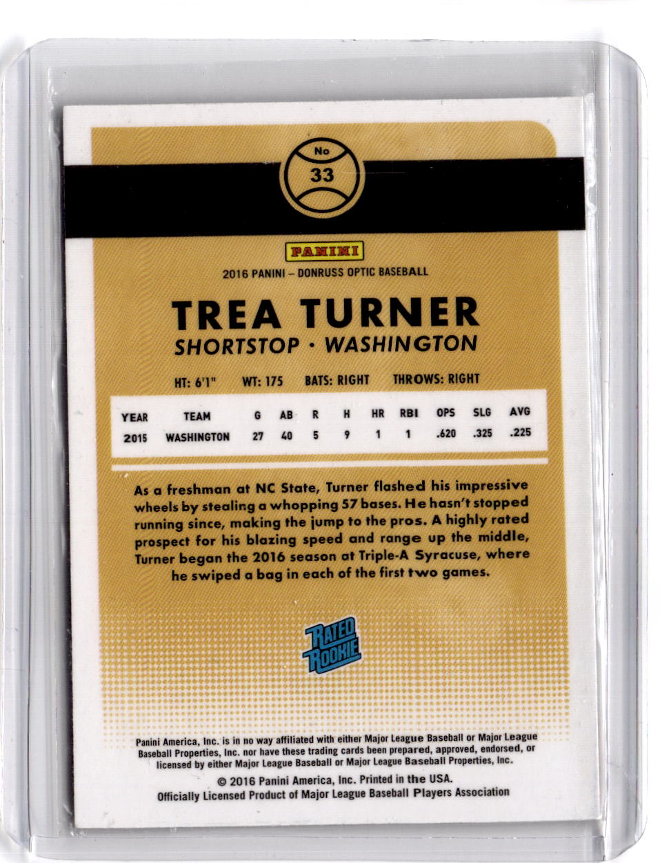 2016 Donruss Optic #33 Trea Turner