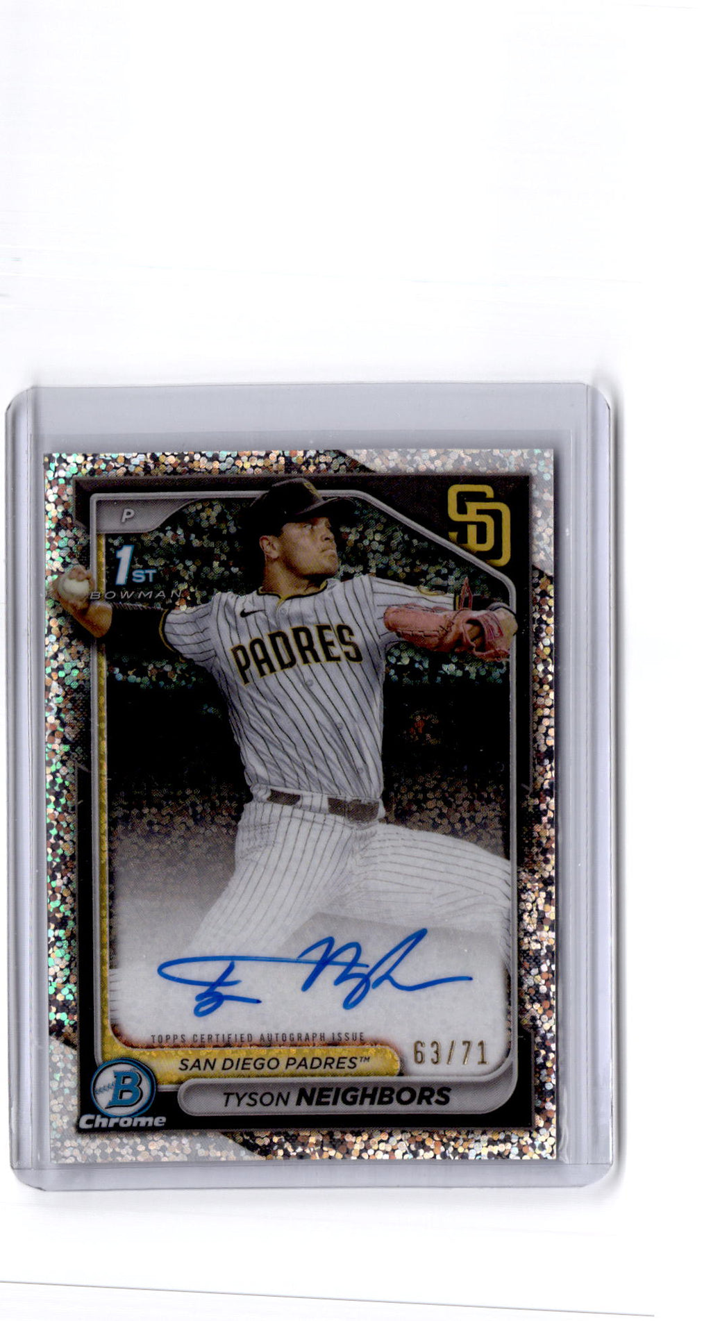 2024 Bowman Draft Tyson Neighbors Chrome Autographs Speckle Refractor /71