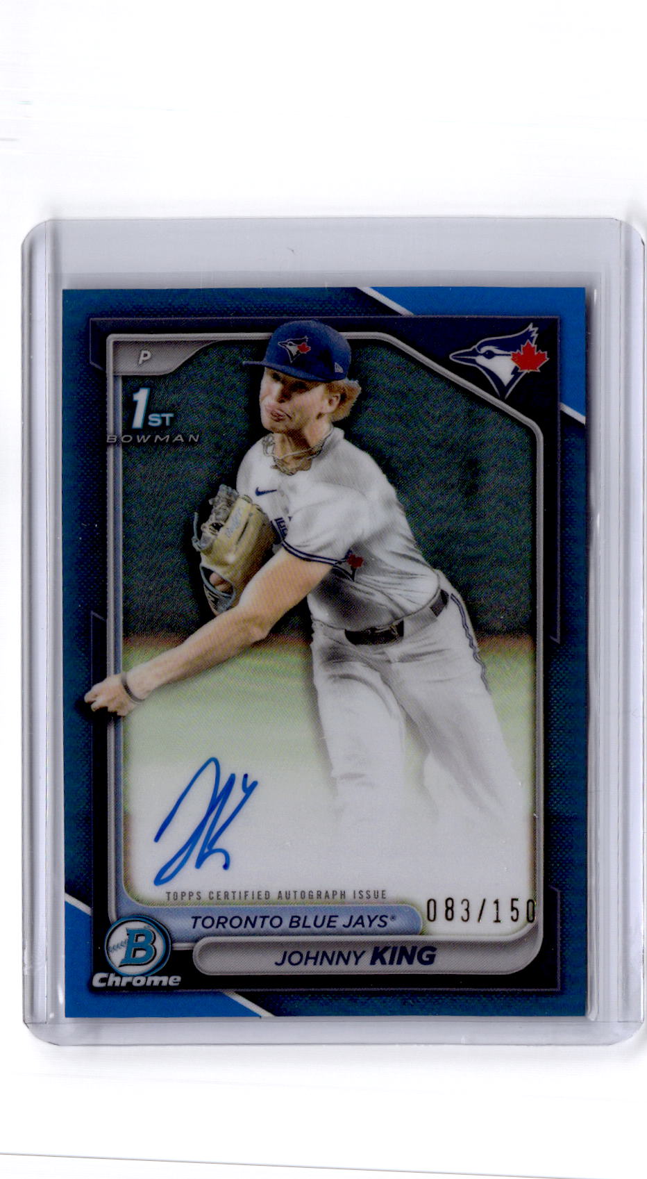 2024 Bowman Draft  Johnny King Chrome Prospect Autographs Blue Refractor /150
