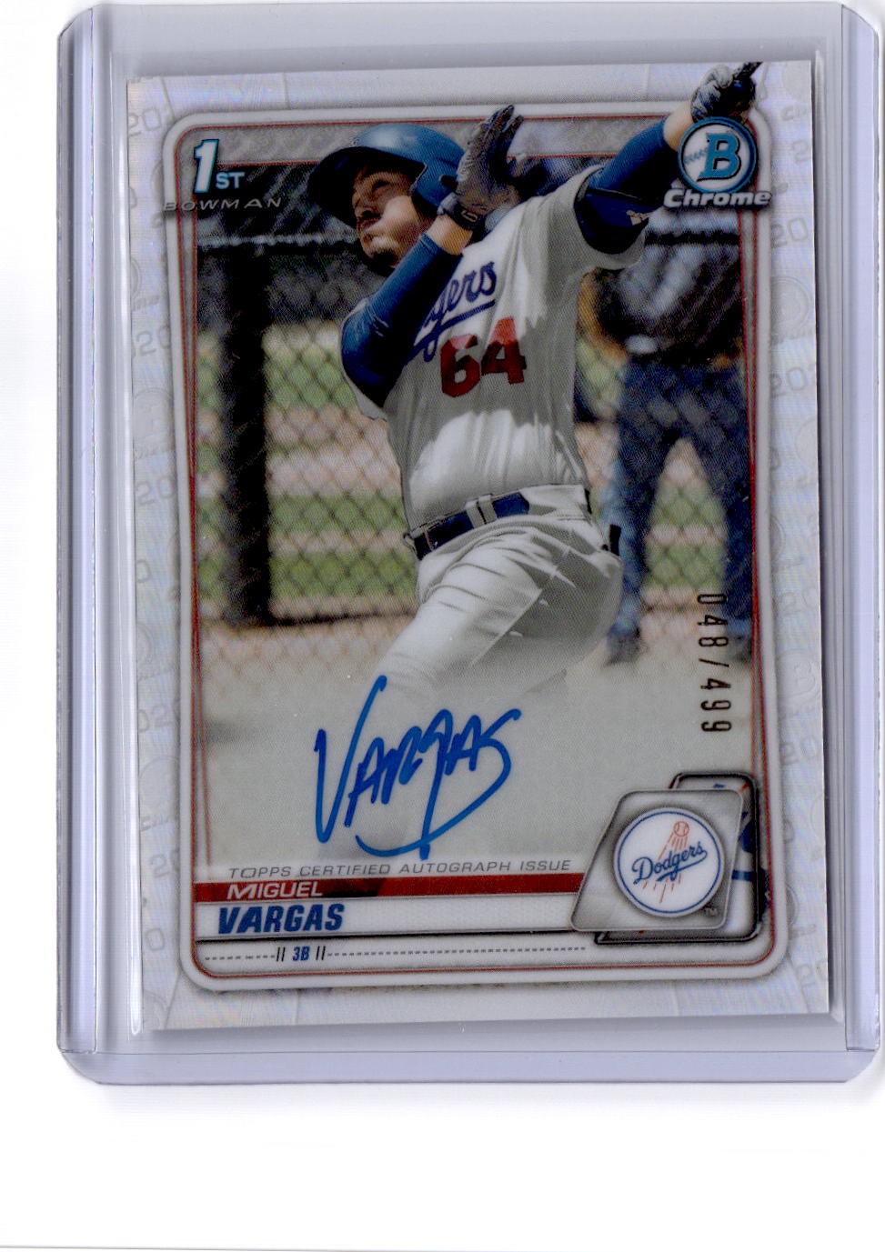 2020 Bowman #CPA-MV Miguel Vargas Chrome Prospect Autographs Refractor/499