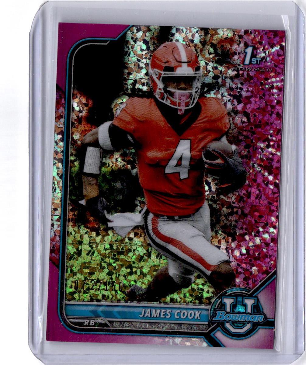 2021-22 Bowman University #19 James Cook Chrome Fuschia #/150