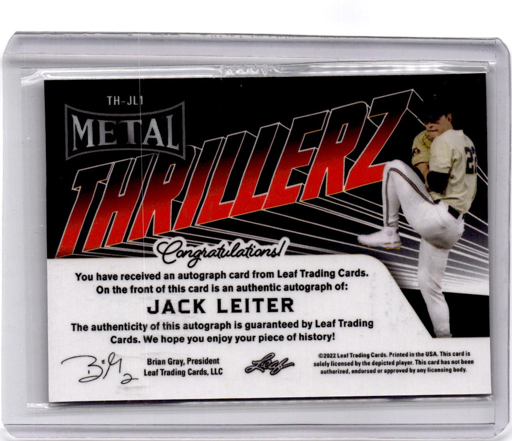 2022 Leaf Metal Jack Leiter Thrillerz Autographs Green Mojo /2