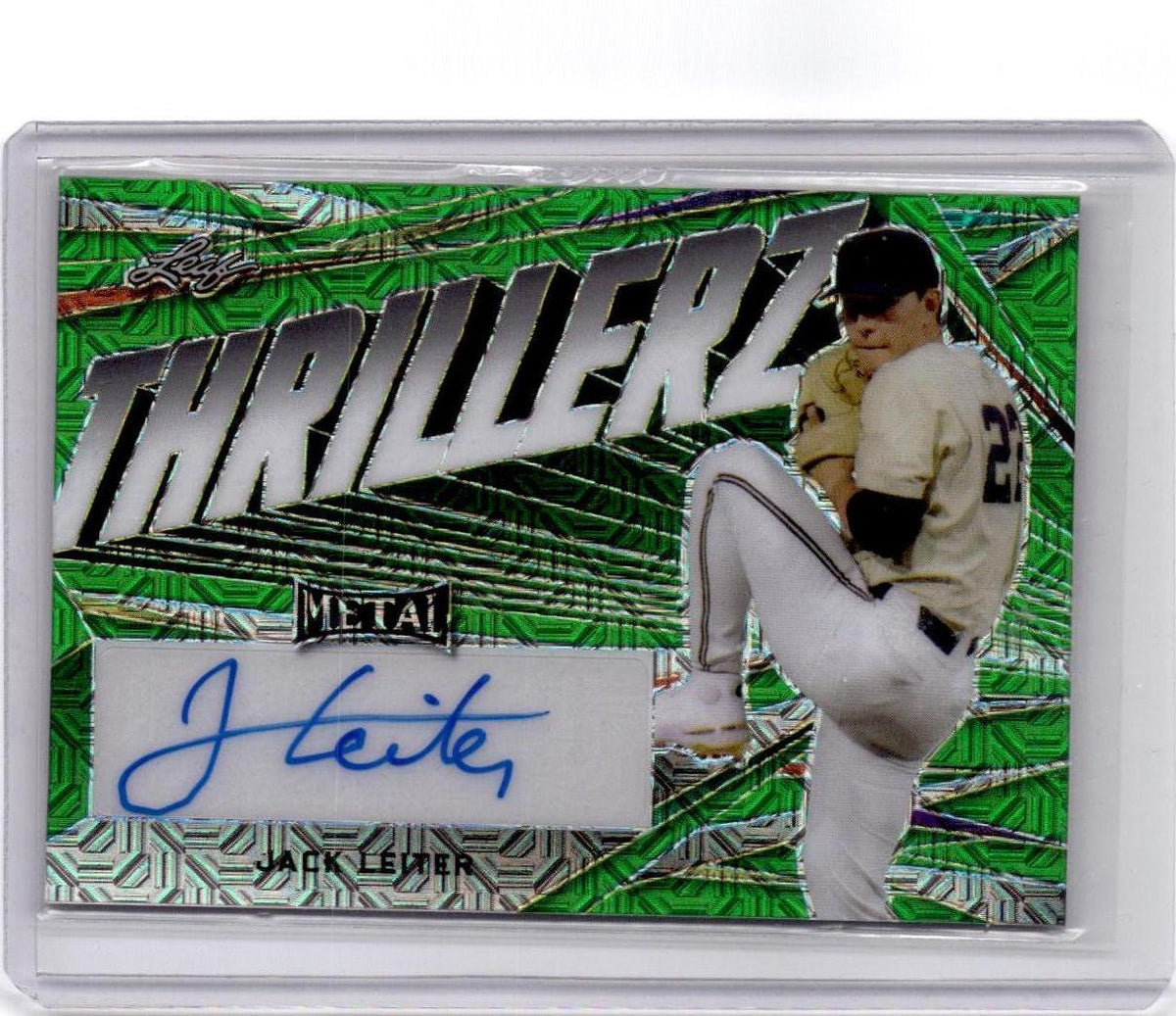 2022 Leaf Metal Jack Leiter Thrillerz Autographs Green Mojo /2