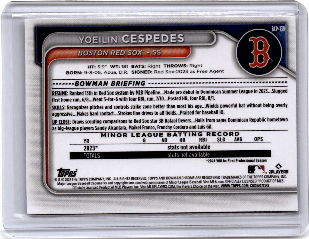 2024 Bowman #BCP-139 Yoeilin Cespedes Chrome Prospects