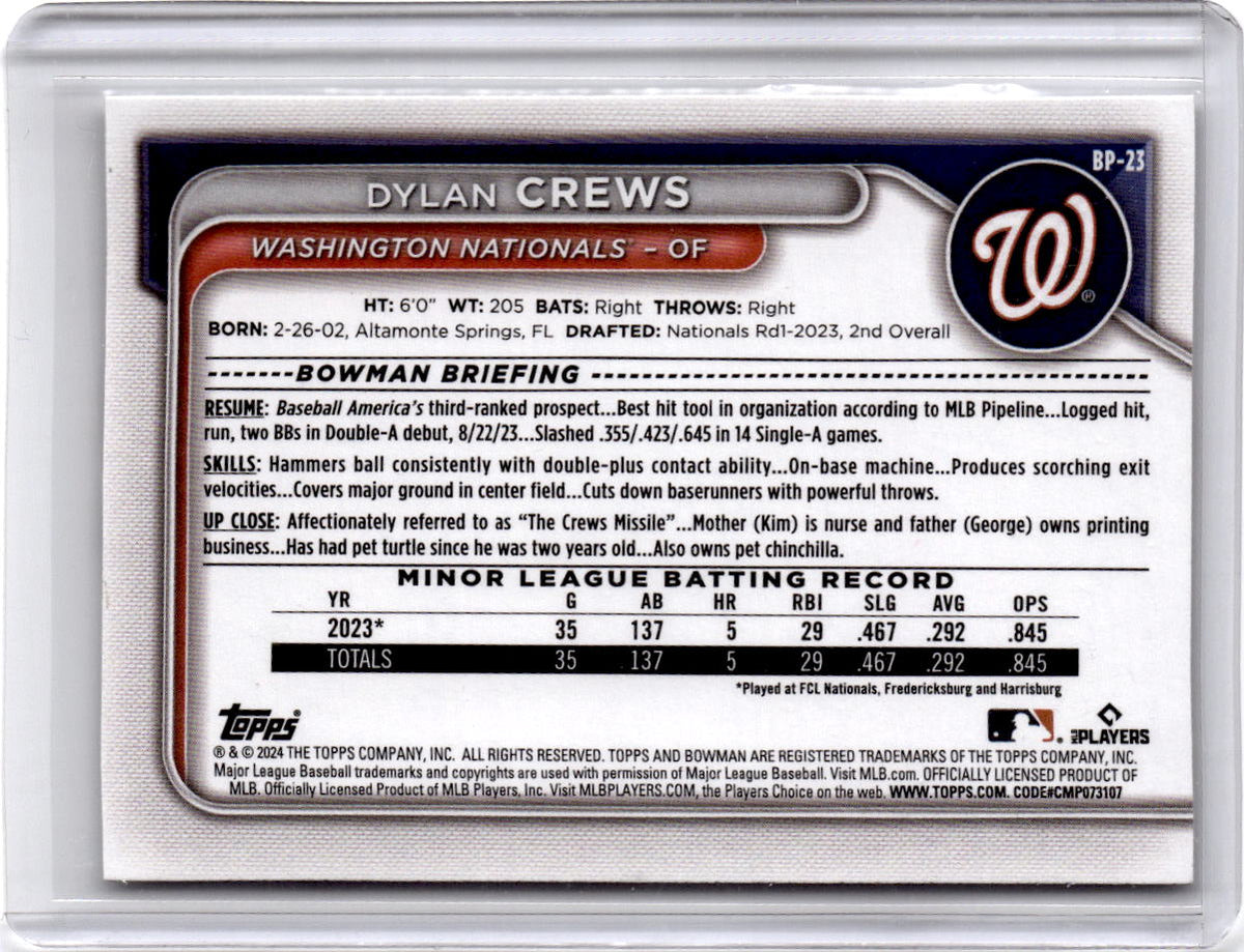 2024 Bowman #BP-23 Dylan Crews Prospects