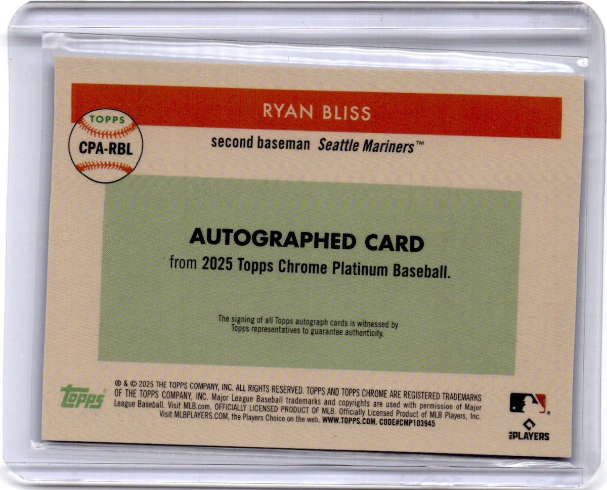 2025 Topps Chrome Platinum  Ryan Bliss Autographs Blue Prism Refractors #/99