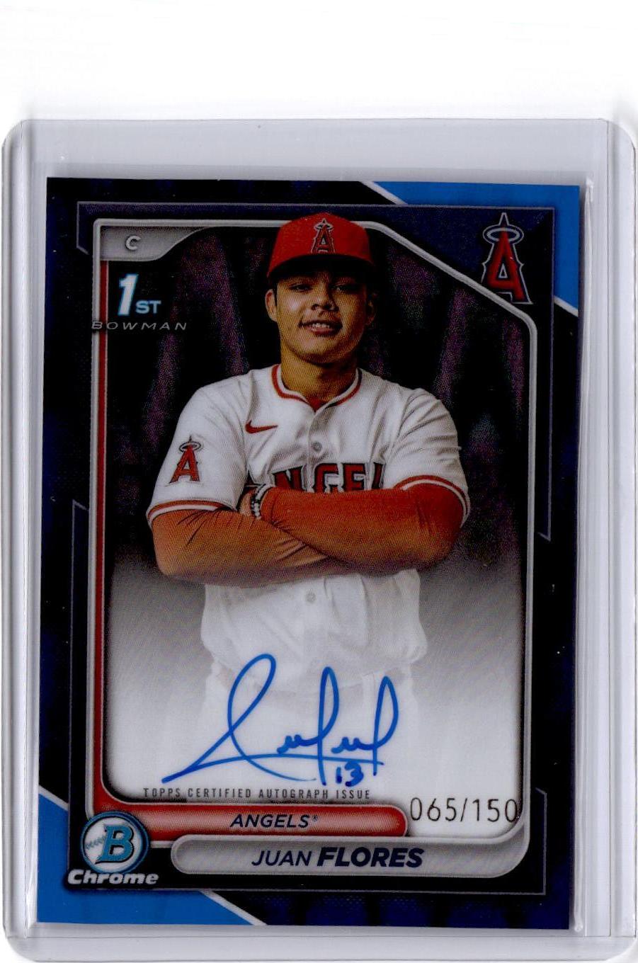 2024 Bowman Chrome Juan Flores Prospect Autographs Blue lava Refractors /150