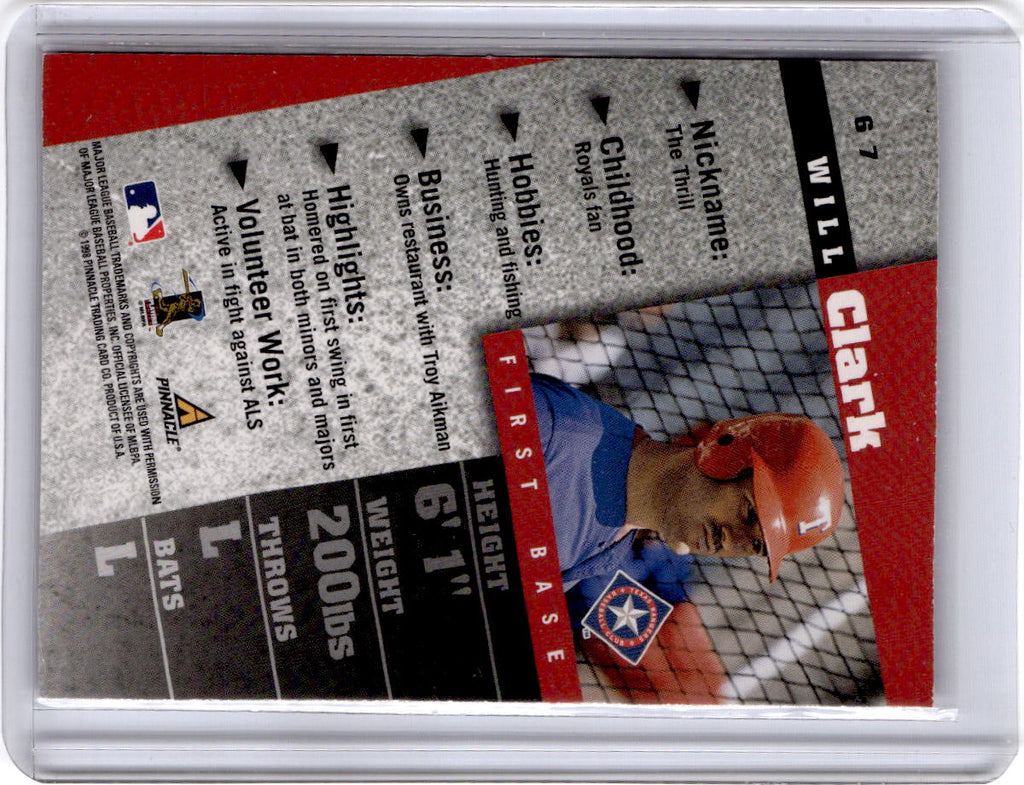 1998 Pinnacle Inside #67 Will Clark Club Edition