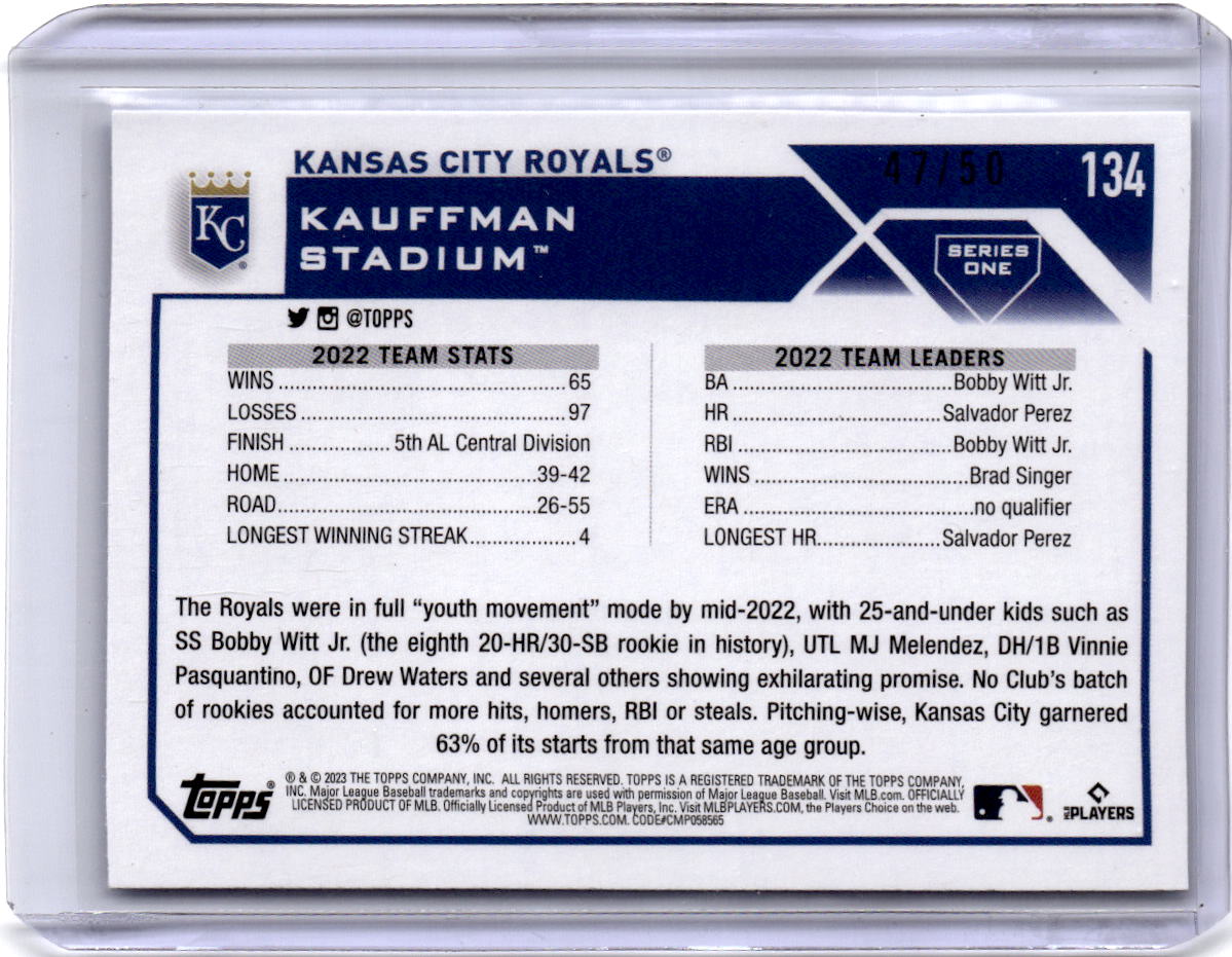 2023 Topps #134 Kansas City Royals Father's Day Powder Blue #/50