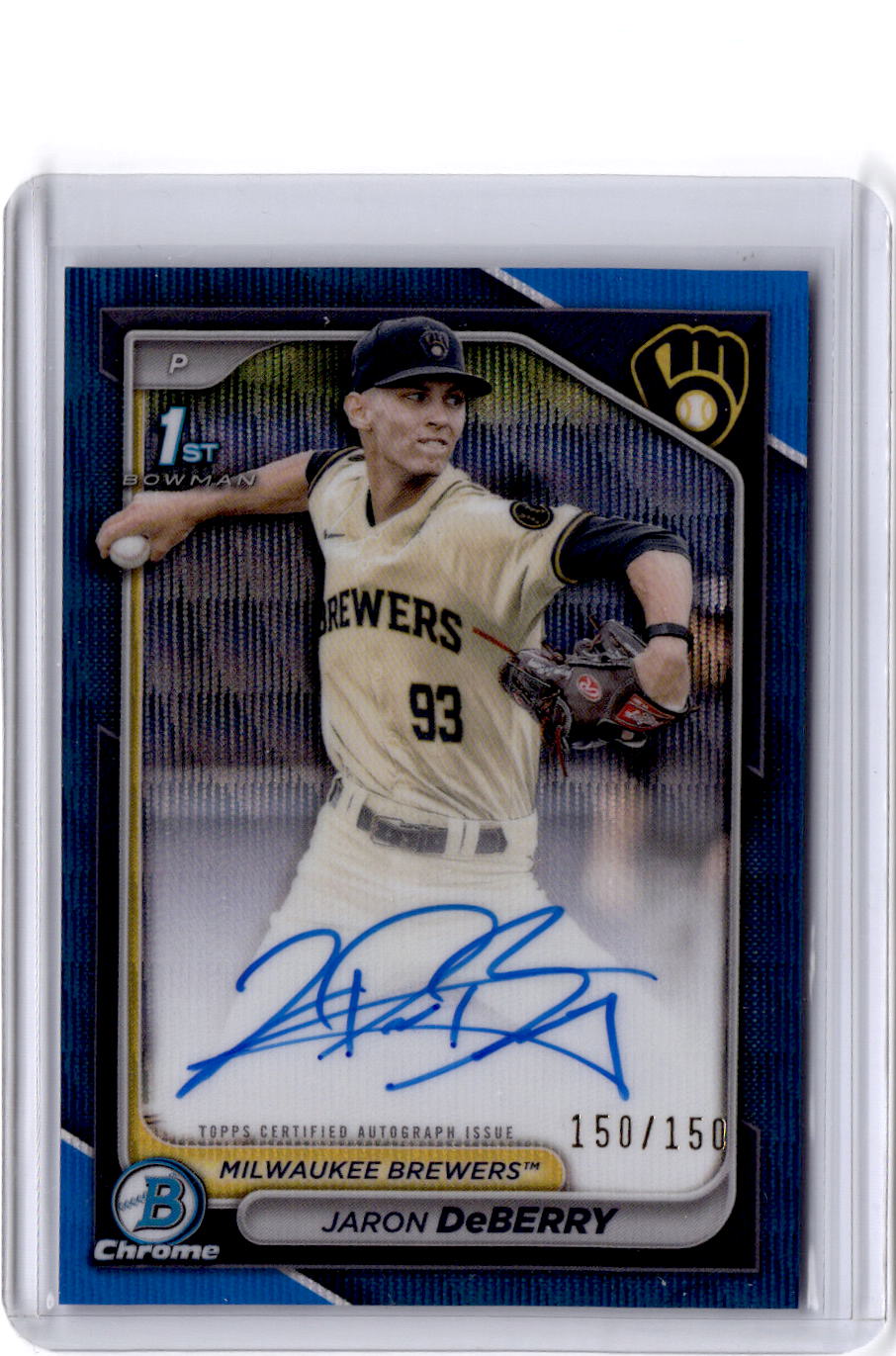 2024 Bowman Draft Jaron DeBerry Chrome Autographs Blue Wave Refractor /150