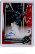 2022 Bowman Chrome #CPA-LC Luis Chevalier Prospect Autographs Red Refractor /5