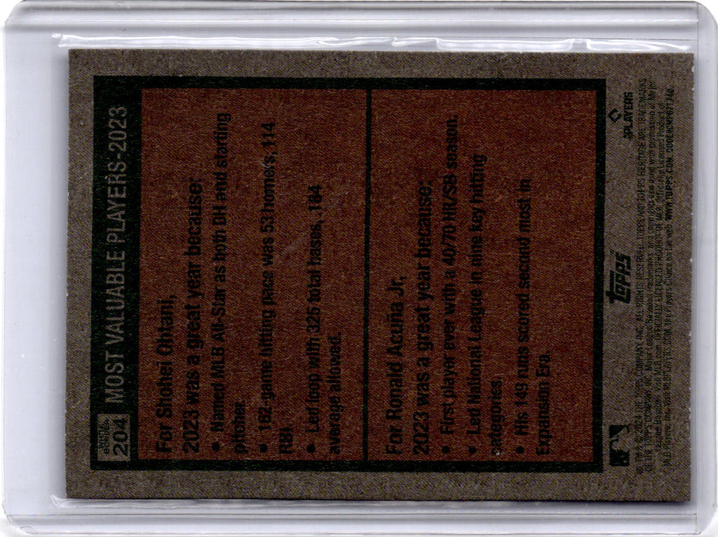 2024 Topps Heritage 2023 MVPs (Shohei Ohtani / Ronald Acuña Jr.) Black Border