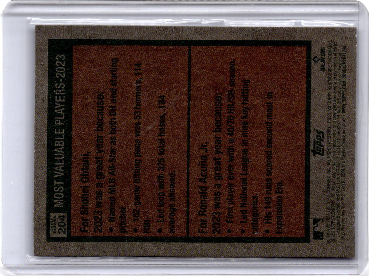 2024 Topps Heritage 2023 MVPs (Shohei Ohtani / Ronald Acuña Jr.) Black Border
