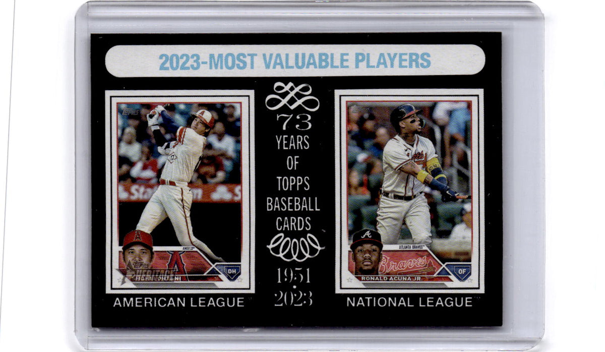 2024 Topps Heritage 2023 MVPs (Shohei Ohtani / Ronald Acuña Jr.) Black Border
