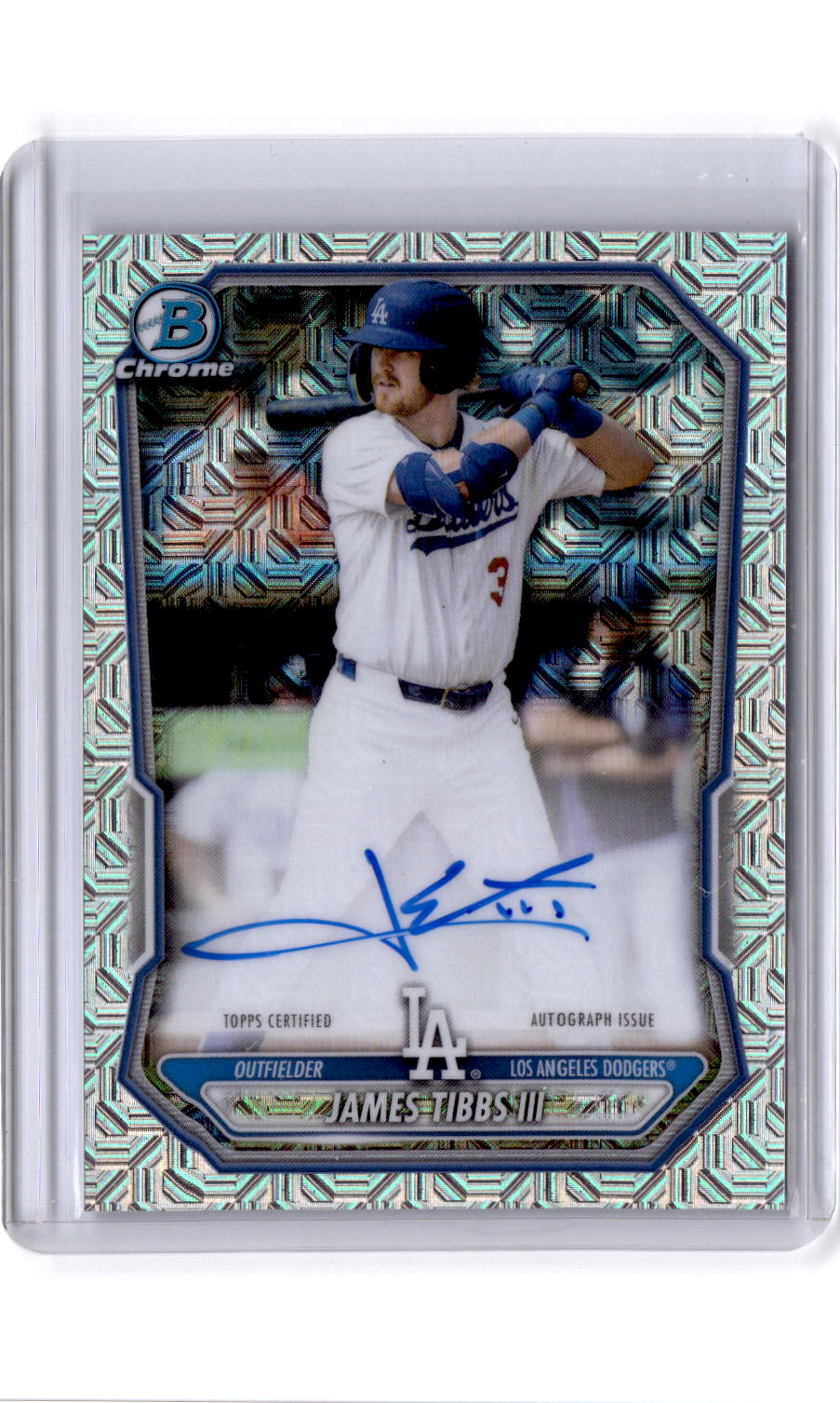 2025 Bowman #BMA-JT James Tibbs III Chrome Prospect Autographs Mojo Refractor