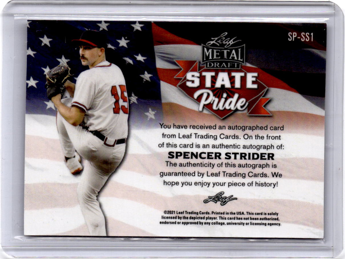 2021 Leaf Metal Draft #SP-SS1 Spencer Strider State Pride Autographs