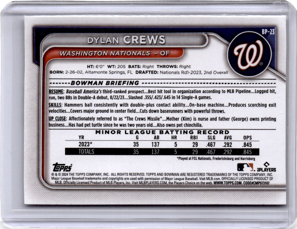 2024 Bowman #BP-23 Dylan Crews Prospects