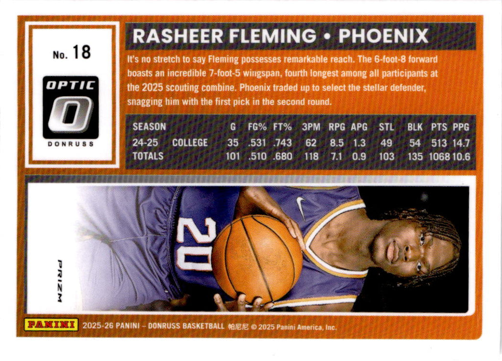 2025-26 Donruss #18 Rasheer Fleming Optic Holo