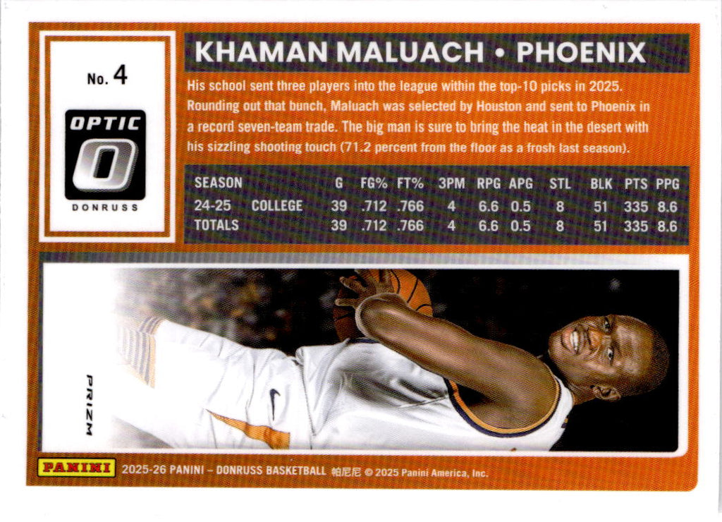 2025-26 Donruss #4 Khaman Maluach Optic Holo