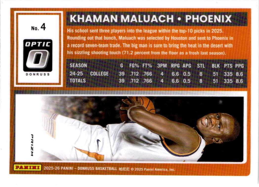 2025-26 Donruss #4 Khaman Maluach Optic Holo