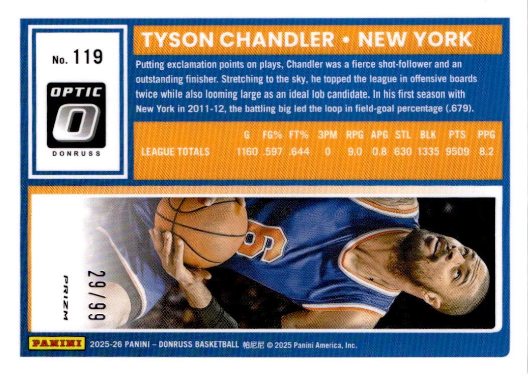 2025-26 Donruss #119 Tyson Chandler Optic Red #/99