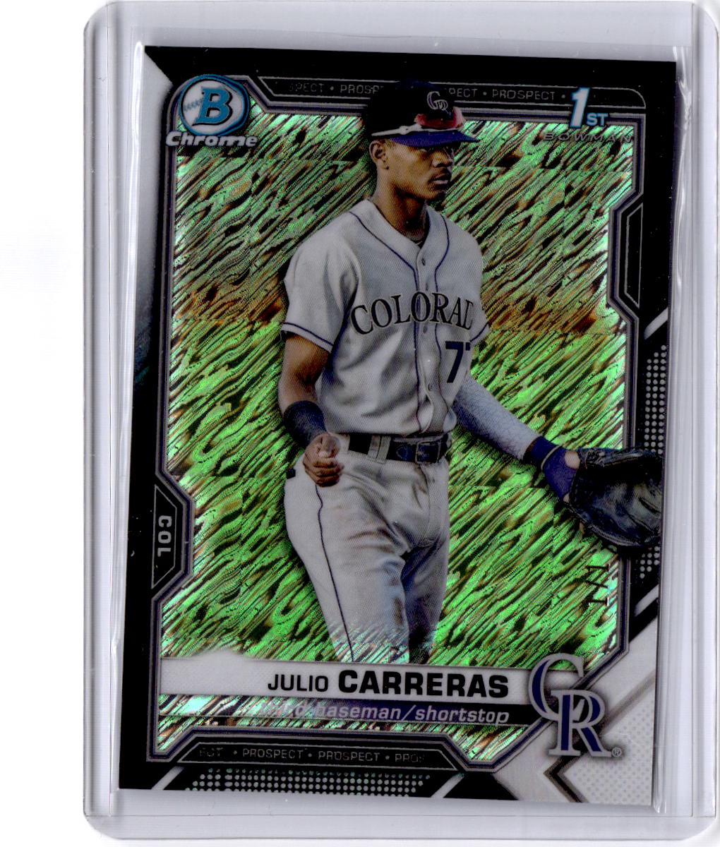 2021 Bowman Chrome #BCP-161 Julio Carreras Prospects Black Shimmer Refractor #/1
