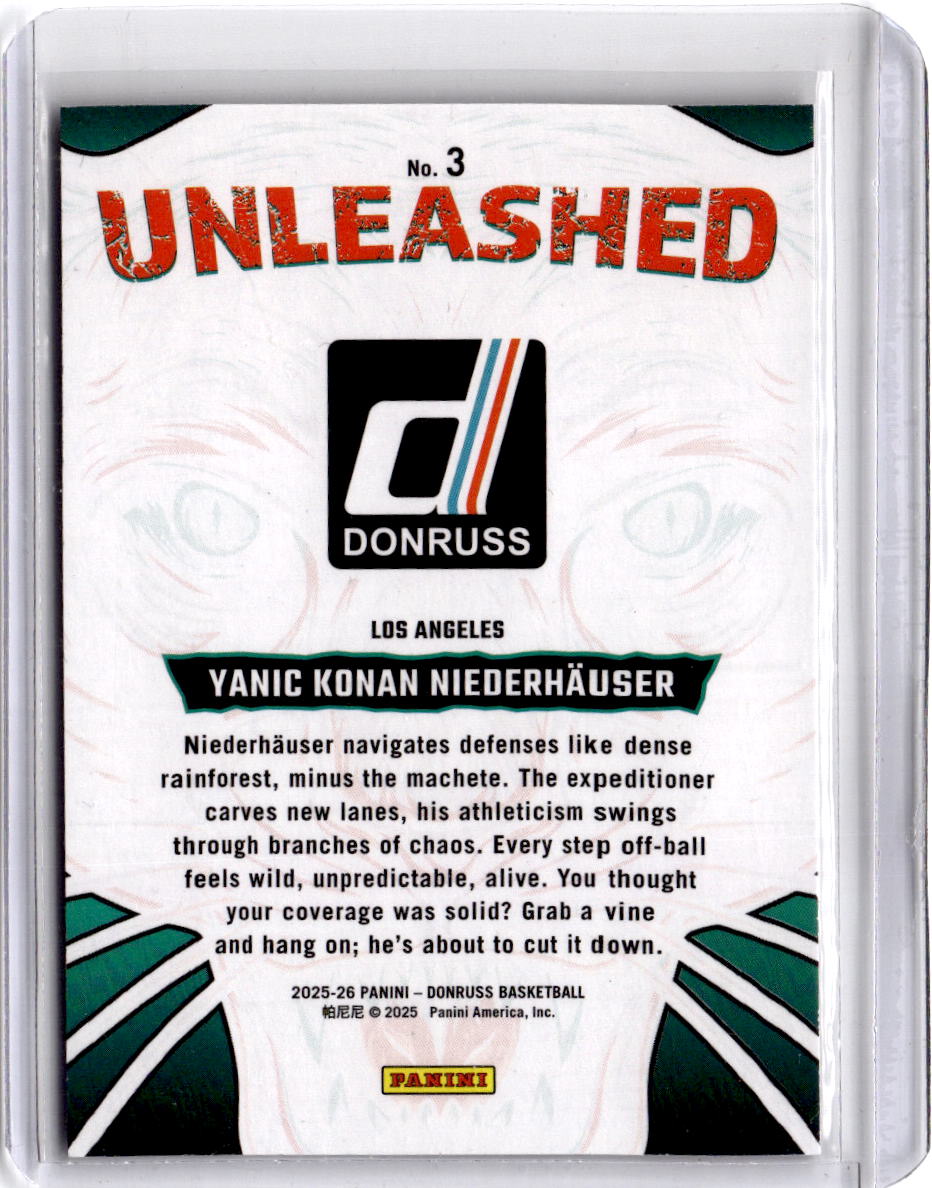 2025-26 Donruss #3 Yanic Konan Niederhauser Unleashed Jazz #/49