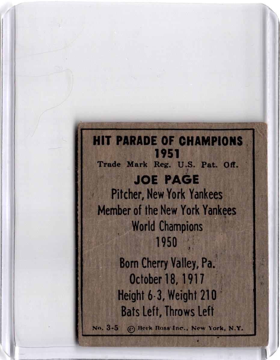 1951 Berk Ross #3-5 Joe Page