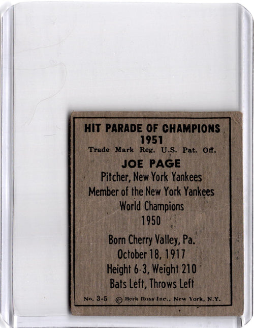 1951 Berk Ross #3-5 Joe Page