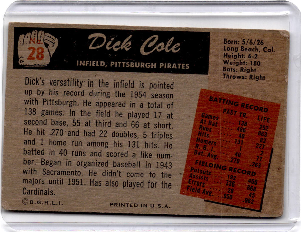 1955 Bowman #28 Dick Cole