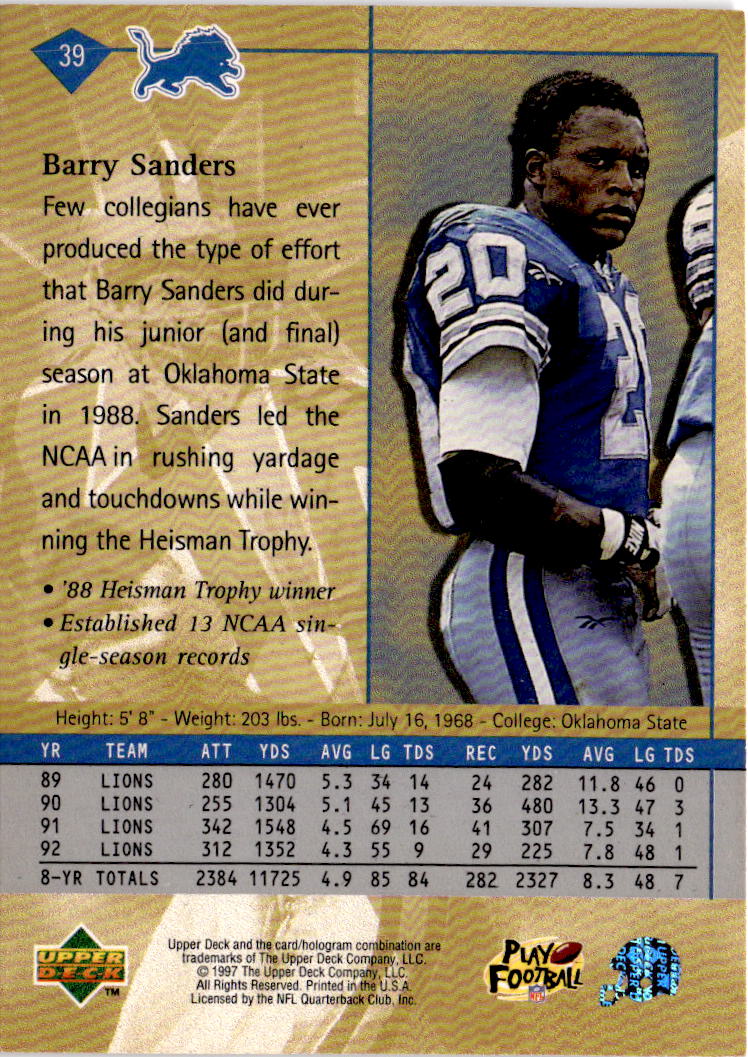 1997 Upper Deck #39 Barry Sanders