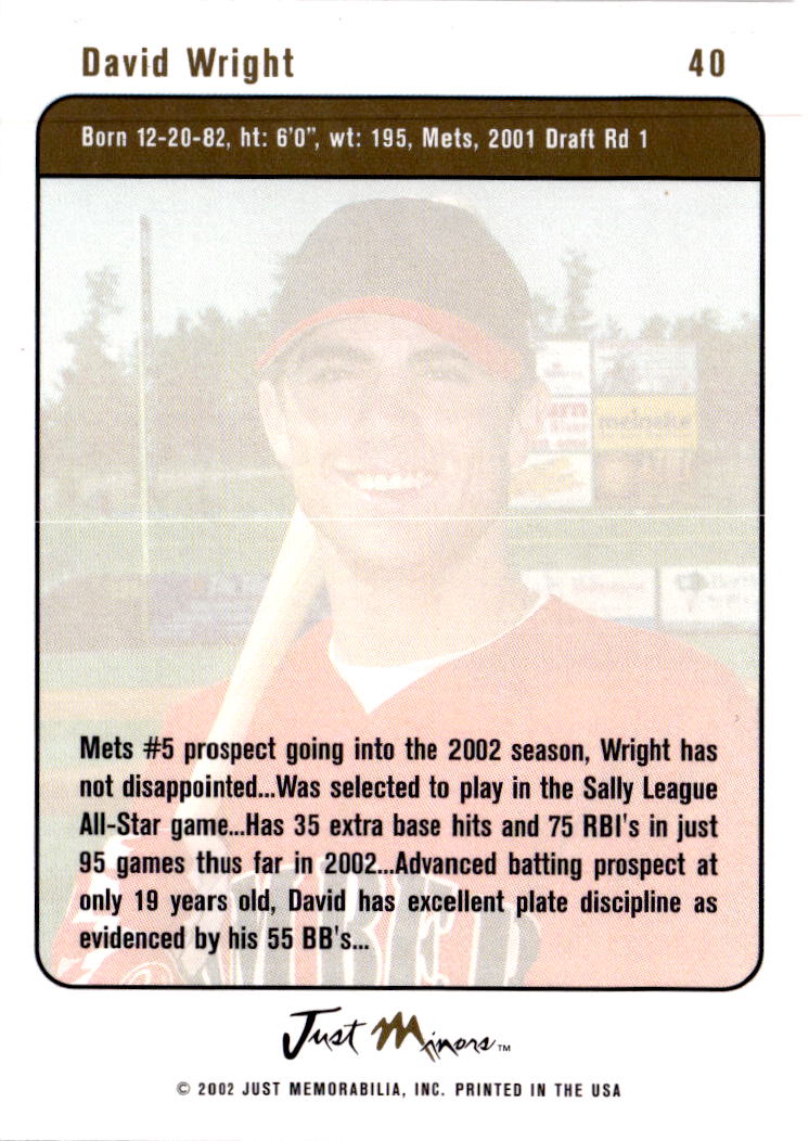 2002-03 Justifiable #40 David Wright