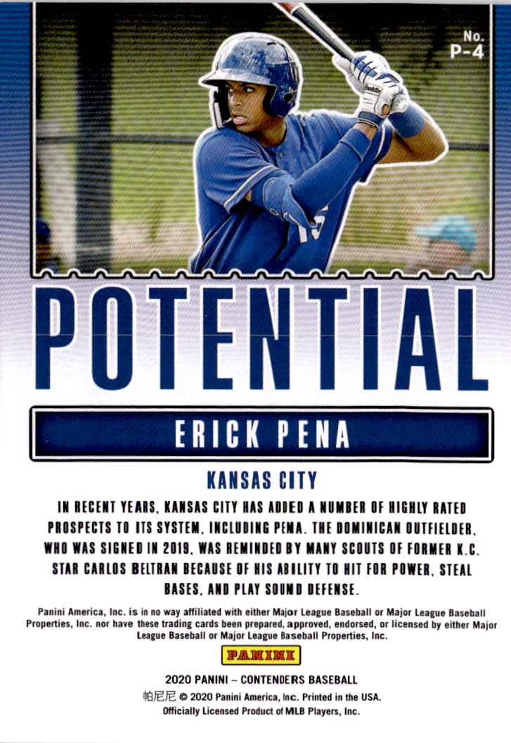 2020 Panini Contenders #P-4 Erick Pena Potential Gold #/99
