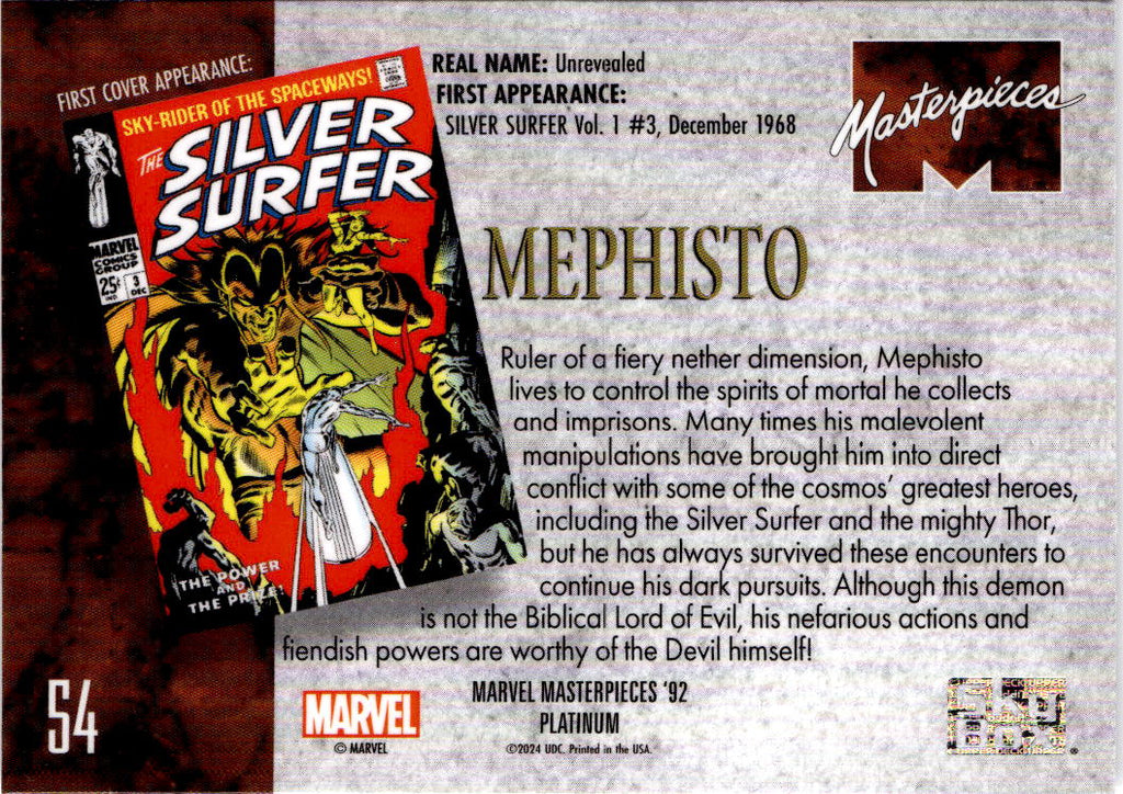 2024 Upper Deck Marvel Masterpieces '92 Platinum #54 Mephisto