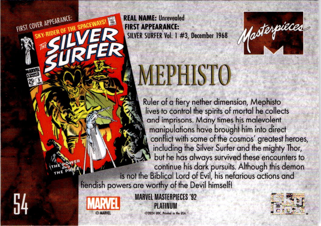 2024 Upper Deck Marvel Masterpieces '92 Platinum #54 Mephisto