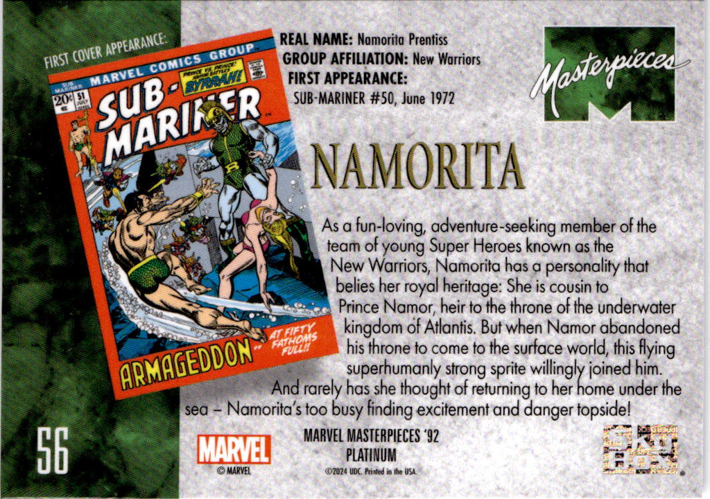 2024 Upper Deck Marvel Masterpieces '92 Platinum #56 Namorita