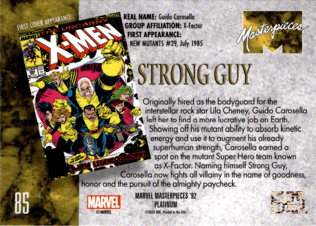 2024 Upper Deck Marvel Masterpieces '92 Platinum #85 Strong Guy