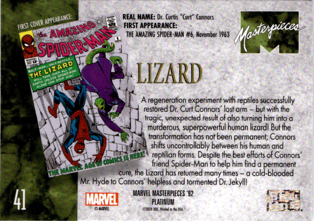 2024 Upper Deck Marvel Masterpieces '92 Platinum #41 Lizard