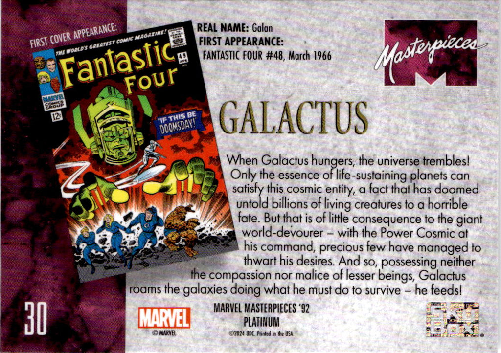 2024 Upper Deck Marvel Masterpieces '92 Platinum #30 Galactus