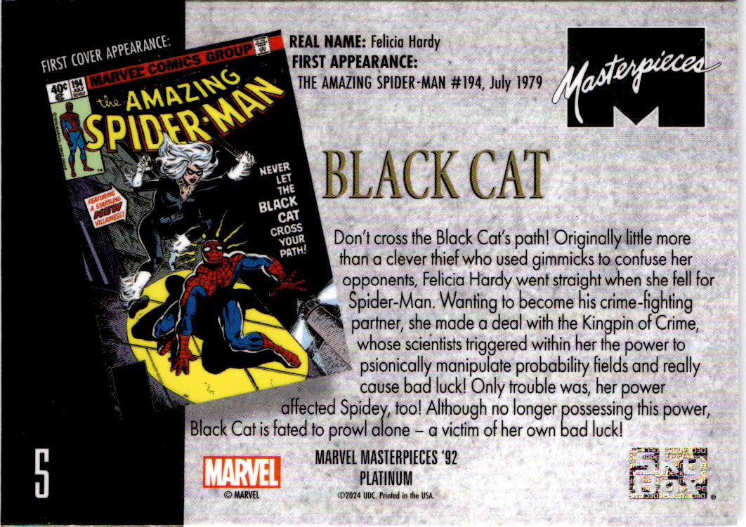 1992 SkyBox Marvel Masterpieces #5 Black Cat