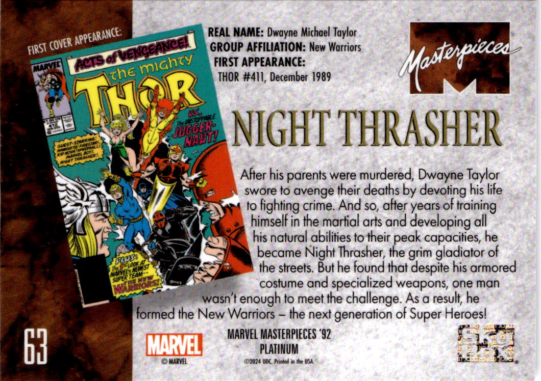 2024 Upper Deck Marvel Masterpieces '92 Platinum #63 Night Thrasher