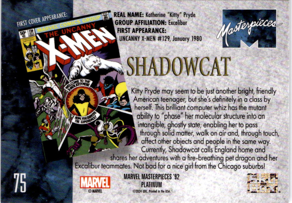 2024 Upper Deck Marvel Masterpieces '92 Platinum #75 Shadowcat
