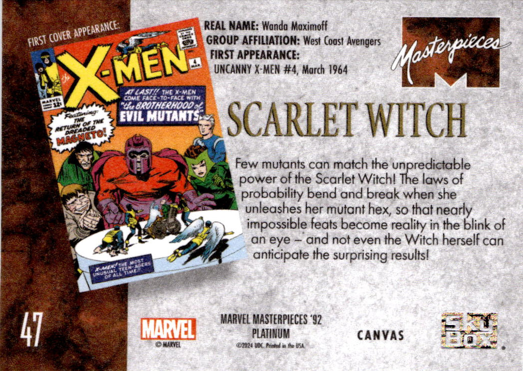 2024 Upper Deck Marvel Masterpieces '92 Platinum #47 Scarlet Witch Canvas