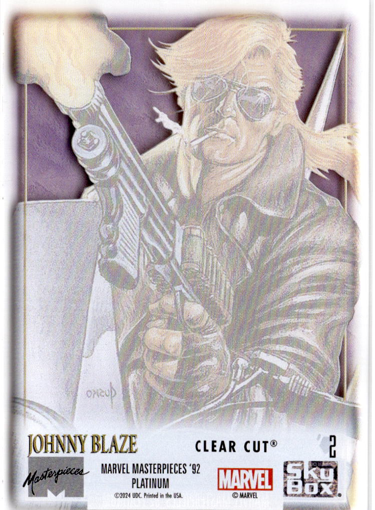 2024 Upper Deck Marvel Masterpieces '92 Platinum #2 Johnny Blaze Clear Cut